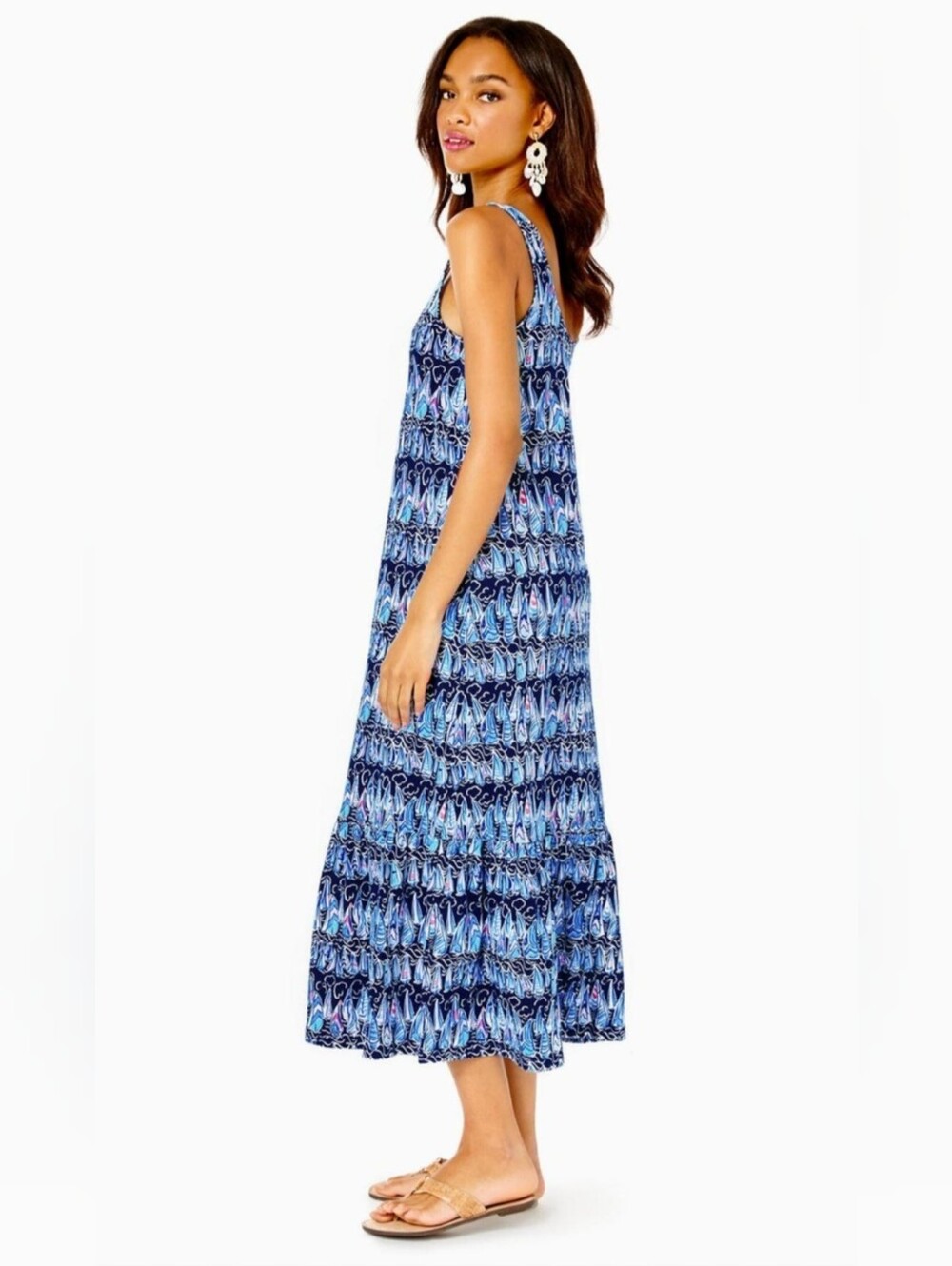 Lilly Pulitzer Martins Low Tide Navy Sails and Stripes Midi Dress - Small